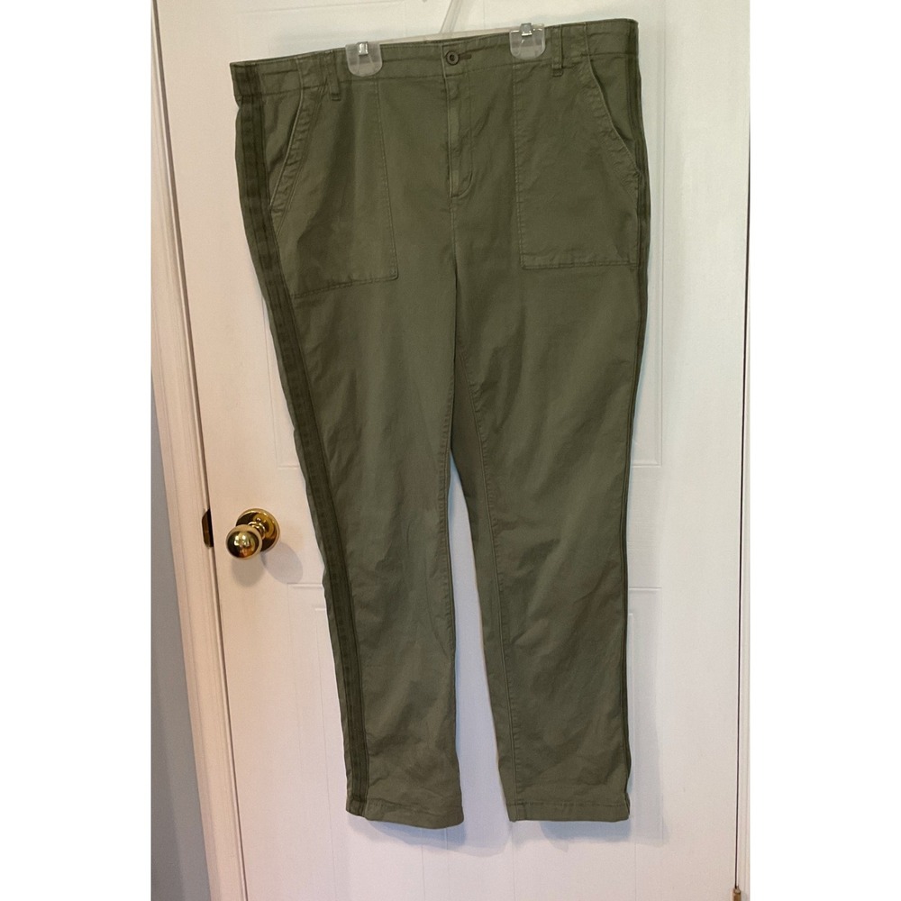 Denver Hayes Utility Pants Womens 18 Olive Green Excellent Side Stripe Twill